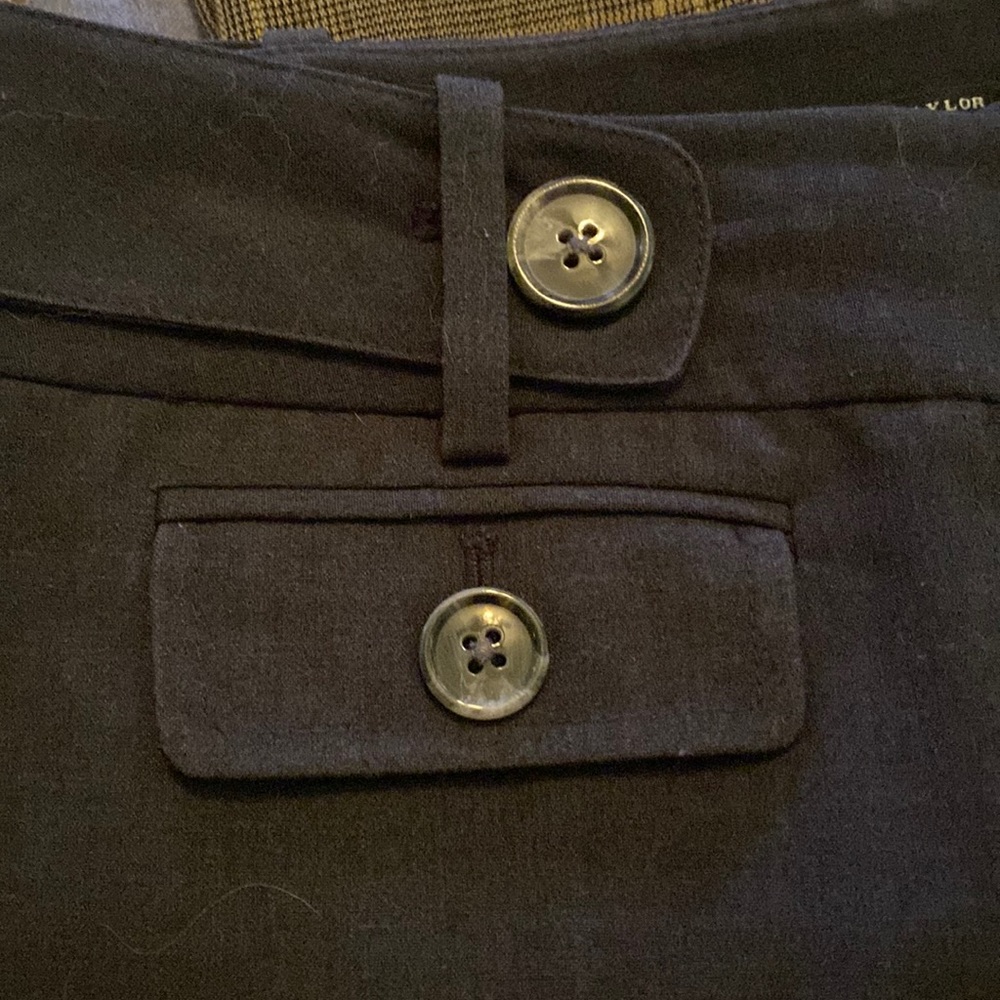 Ant Taylor signature cut gray trousers. Size 00P. Button accents.